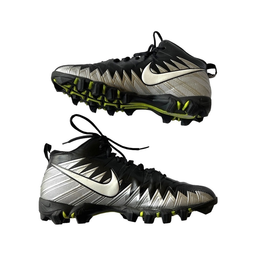 Nike Alpha Menace Shark men’s Football Cleats Black White Silver size 10.5